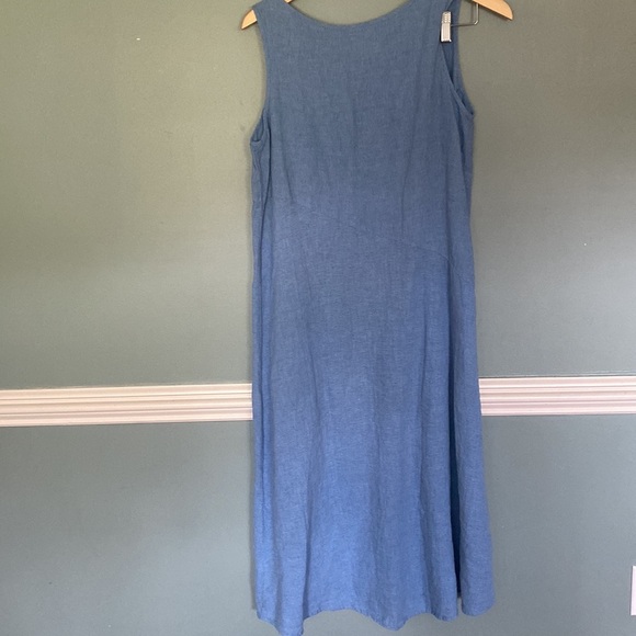 KLEEN Linen blend Tank Dress S Midi Long Stripe Black blue Lagenlook artsy - Picture 6 of 7